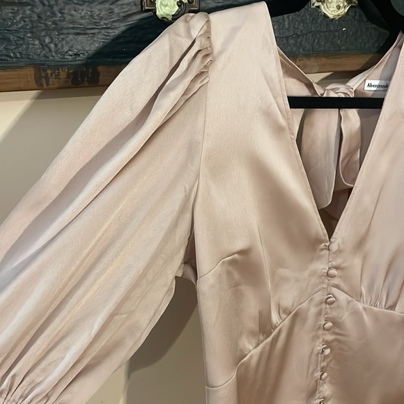 Abercrombie & Fitch Champagne Satin Blouse with Open Tie Back Size Small - Picture 9 of 17